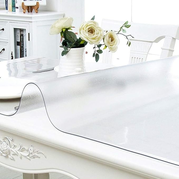 NECAUX Custom 54 x 103 Inch Frosted Table Cover Protector, 1.5mm Thick Wood Grain Transparent Table Pad Non-Slip Tablecloth Plastic Protective Pad for Dining Room Table Conference Table Meeting Table