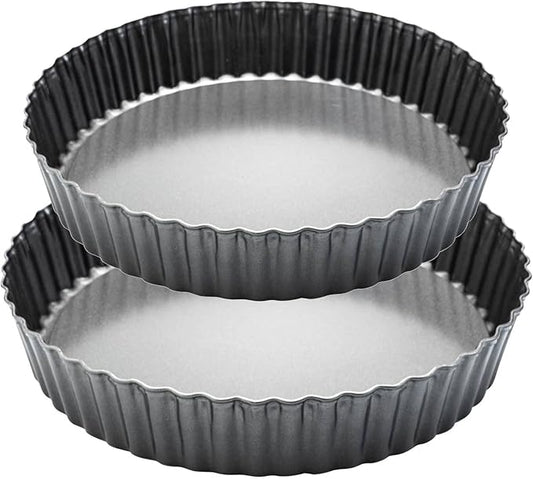 9“ & 11” Deep Dish Tart Pan, 2 Pack Nonstick 2” Tall Tart Pan, Quiche Pan, Carbon Steel Deep-dish Pie Pan with Removable Loose Bottom for Baking Thanksgiving Christmas