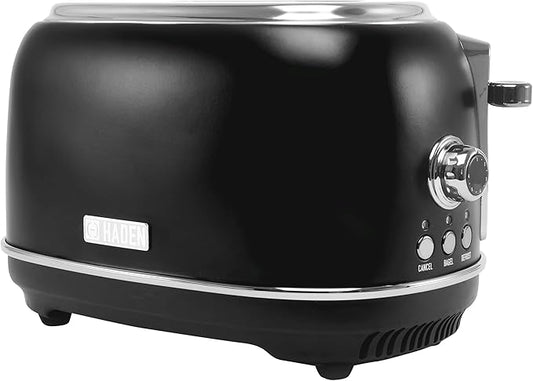 Haden Heritage 2 Slice Wide Slot Stainless Steel Toaster with Adjustable Browning Control & Non-Slip Feet, Black & Chrome
