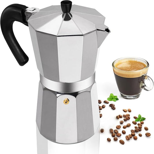 Aluminum 14 Cup 700ml Moka Pot Express Coffee Maker Stovetop Espresso Percolator Coffeemaker Italian Classic Style Brewing Greca Cafe Mocha Machine for Cafeteras Lover Camping Travel and Home Use 24oz
