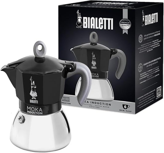 Bialetti - Moka Induction, Moka Pot, Suitable for all Types of Hobs, 6 Cups Espresso (9.4 Oz Espresso), 280 ml, Black