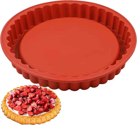 Webake 11-Inch Silicone Flan Tart Pan, Nonstick Large Maryann Cake Pan Torte Pan, BPA-Free