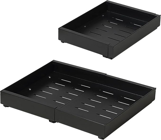 SunnyPoint Pull-Out Cabinet Organizer Expandable Drawer Shelf (BLACK)