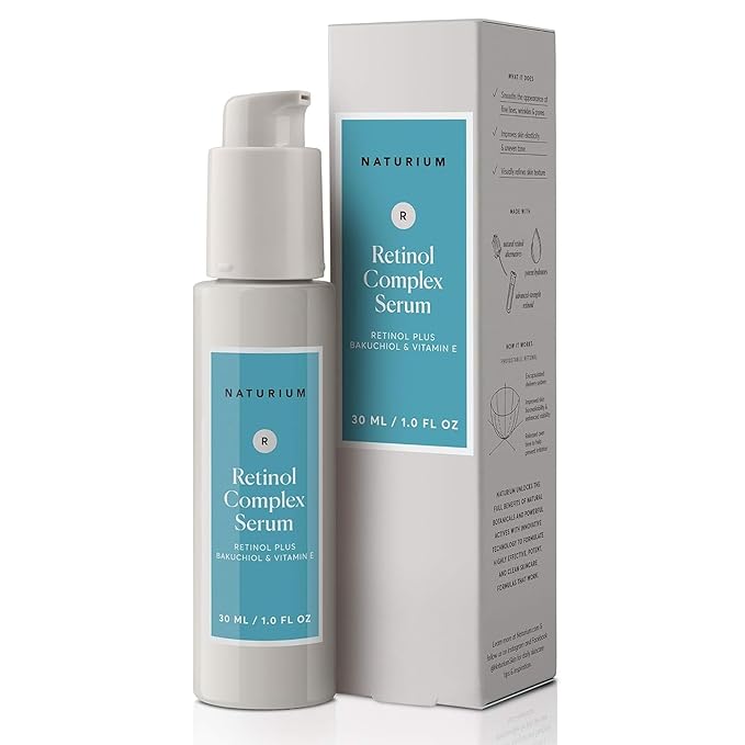 Naturium Retinol Complex Serum, Encapsulated Retinols & Bakuchiol, Refining & Smoothing Facial Serum, 1 oz