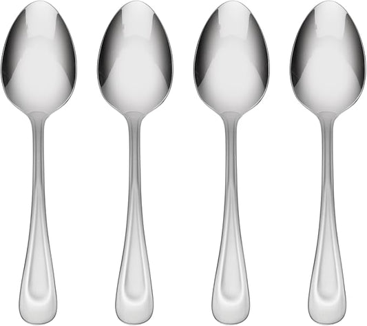 Oneida Satin Sand Dune Everyday Flatware Dinner Spoons, Set of 4, 18/0 Stainless Steel, Silverware Set, Dishwasher Safe