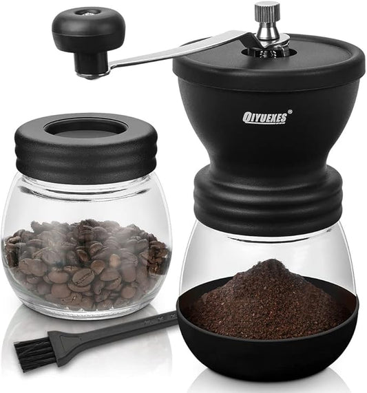 Manual Coffee Grinder 48 Adjustable Settings, 80g Large Capacity, Conical Burr Hand Mill for Home, Travel, Camping, Office, Espresso & Pour Over, 2 Jars