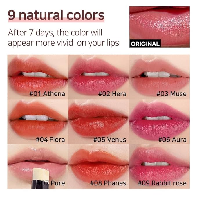 Lux Triple Lip Cure Balm (0.17 oz) 4 million units sold in Korea, Natural Tinted Korean Lip Balm, Petroleum/Paraben Free, Lip Butter,lip balm hydrating,tinted moisturizer (RABBIT ROSE (Berry Pink))