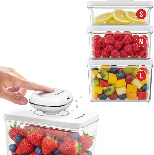 Food Storage Containers Set with Vacuum Sealer| Perfect food storage for all fruits, salads and snacks.