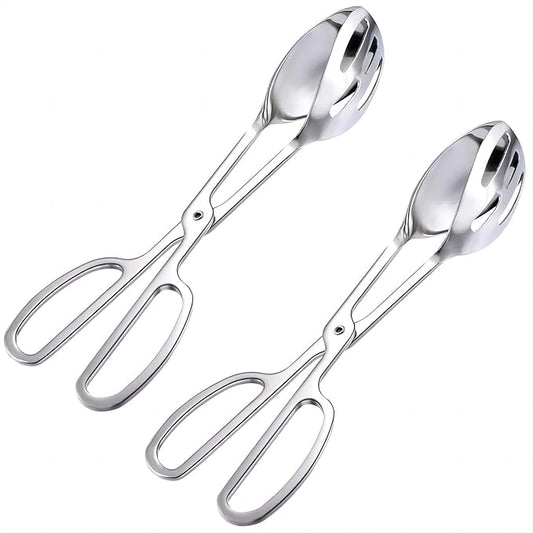 REDANT 2-Pack Metal Serving Tongs for Cooking - Scissor Handle Kitchen Tongs for Salad, Cake, Bread, Toaster & Steak - Buffet & Party Serving Utensils for Catering, Baking & Cooking (10 Inch)