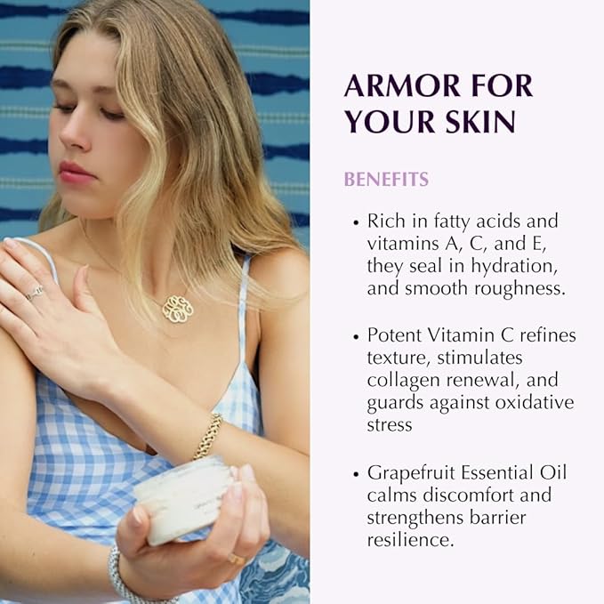SHIMMER CHEF Grapefruit Glacé Morning Face & Body Balm Organic Skincare with Grapefruit Peel Concentrate Aloe Shea and Mango Butters Hydrates Protects Radiant Shimmery Skin Mood Uplift 2.5 oz