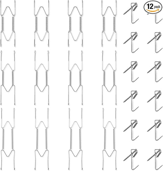 Bilillo 12 Pieces Invisible Wall Plate Hangers 6/8/10 Inches Wall Plate Hangers Stainless Steel Decorative with 12 Pieces Hook with Nails Suitable for 6-11 inch Decorative Antique and Arts(Silver)