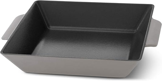Zakarian x Dash Nonstick Cast Iron Grilling and Roasting Pan - Oven-Safe Cookware - Titanium Ceramic Nonstick Coating - Great for Roasting Veggies, Meats, and More - Gray, 11-Inch