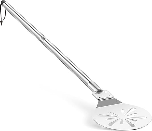 Stainless Steel Pizza Turning Peel 7-Inch, HaSteeL Round Pizza Turner Paddle, Perfortaed Pizza Spinner Spatula with Long Detachable Handle, Dishwasher & Oven Safe