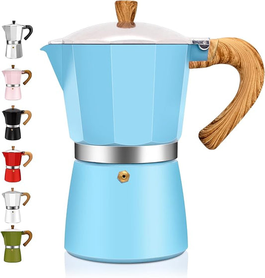 3 Cup Aluminum Espresso Stovetop Moka Pot Express Coffee Maker Percolator Italian Classic Mocha Coffee Machine for Italian and Cuban Cafe Brewing for Home & Camping 150ml 5oz