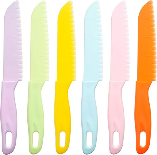 6 Pieces Plastic Fruit Knife: Food-Grade, Kid Kitchen Knife Set Safe | Children's Safe Cooking Knives Perfect for Fruits, Cake, Vegetables & Daily Kitchen Use