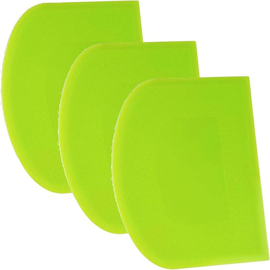 SURDOCA Dough Scraper Bench Scraper - 3P 10.6x6.7" Plastic Flexible Bowl Scraper, Sharp Edge & Angles Cake Scraper. Non-Slip Bakeware Decorating Tools Sculpting & Modeling Tools - Pure Green