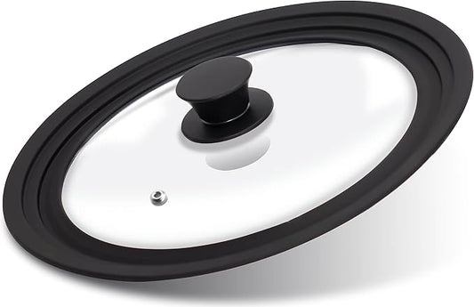 Lerykin Tempered Glass Lid - Universal Lid with Heat Resistant Silicone Rim for Pots, Pans and Skillets - Pan Cover Replacement Lid Fits 11", 12" and 12.5" Diameter Cookware