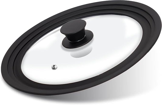Lerykin Tempered Glass Lid - Universal Lid with Heat Resistant Silicone Rim for Pots, Pans and Skillets - Pan Cover Replacement Lid Fits 8", 8.5" and 9.5" Diameter Cookware