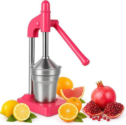 Cast Iron Juicer Hand Press, Cast Iron Stainless Steel Manual Hand Citrus Juicer, Heavy Duty Countertop Professional Commercial Manual Fruit for Fresh Orange Juice, Lemon, Pomegranate
