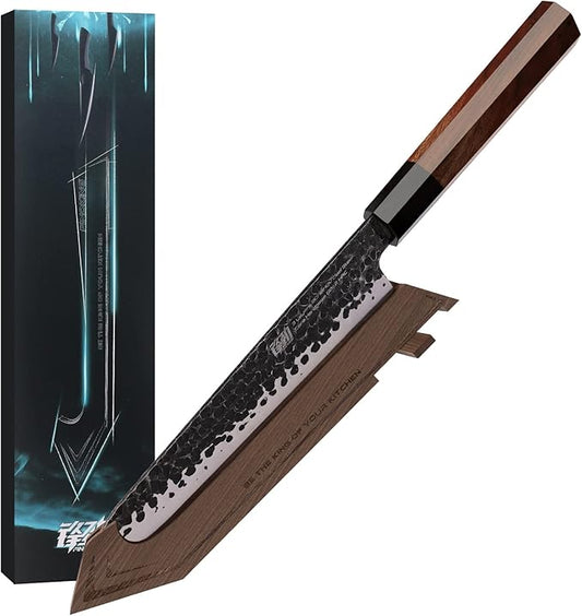 FINDKING Walnut Knife Edge Guard, Magnetic Sleeve for Counter, Drawer, Storage Pouch, Portable Blade Sheath for 8" Japanese Knife