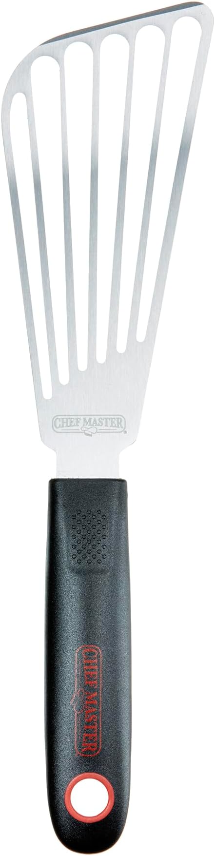 Chef Master 90287 High Heat Fish Spatula Spatula, 6.77" x 3.03" Blade | Heat Resistant Handle | Slip Resistant Grip | Dishwasher Safe