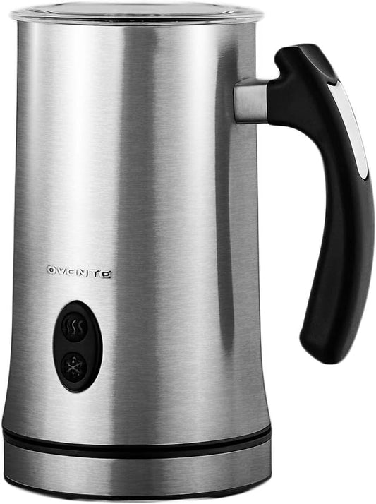Ovente Electric Double Wall Insulated Milk Frother with 5 Ounce Frothing and 10 Ounce Heating Capacity, Hot or Cold Froth Function Available for Hot Latte, Cappuccino, and More, Silver FR4810BR