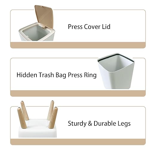 Small Trash Can with Lid Seamless Holographic Bright Human Skulls Flowers Wastebasket with Press Cover Dog Proof Garbage Can Waste Bin for Kitchen Bathroom Nursery 2.6 Gallon