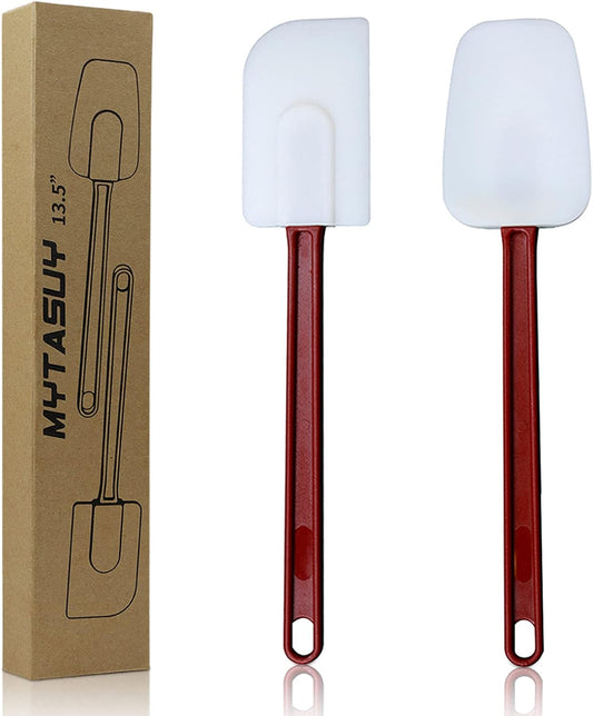 13.5 INCH Silicone Spatulas Heat Resistant Heavy Duty Rubber Spatulas Commercial Spatulas Set for Kitchen Use Silicone Cooking Utensils Sets of 2