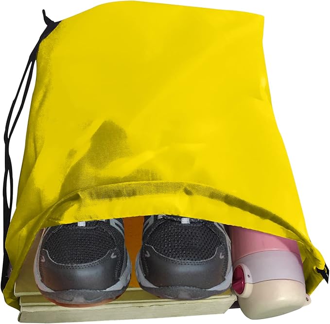 Drawstring Backpack Bulk 42 Pcs String Backpack Drawstring Bags Cinch Bag Sackpack for Men Women Gym (Yellow)