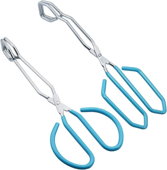 Scissor Style Tongs 10 Inches and 11 Inches Set Stainless Steel Grilling Tongs Hotdog Tongs, Set of 2