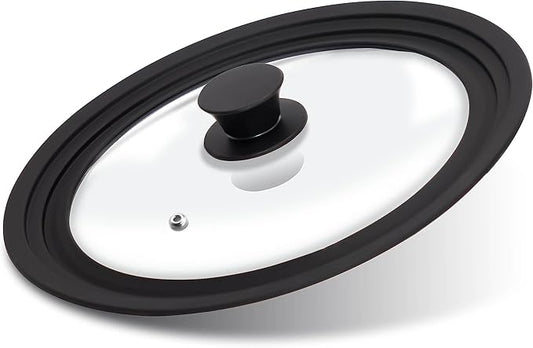 Lerykin Tempered Glass Lid - Universal Lid with Heat Resistant Silicone Rim for Pots, Pans and Skillets - Pan Cover Replacement Lid Fits 6.5", 7" and 8" Diameter Cookware