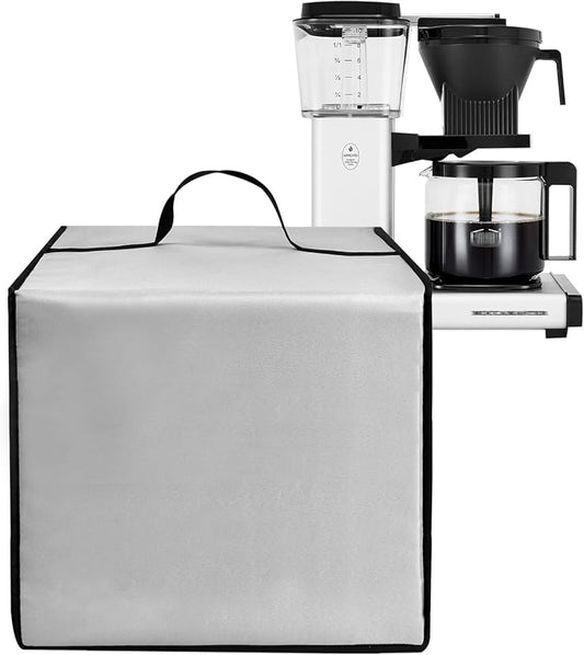 Coffee Maker Cover for Technivorm Moccamaster 53930 KBGV 10-Cup Coffee Machine 40OZ Heavy Duty Thickened Waterproof Protective Nylon Case,Black (Silver)