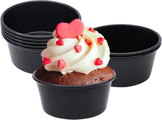 8PCS Nonstick Muffin Pans Carbon Steel Pudding Cups, Individual Cupcake Popove Pans for Baking Muffins, Cheese Pudding, Egg Tarts