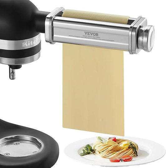 VEVOR Patsa Roller Attchemnt for KitchenAid Stand Mixer, Stainless Steel Pasta Maker Attachment, Pasta Maker Machine Accessory with 8 Adjustable Thickness Knob, KitchenAid Pasta Attachment by VEVOR