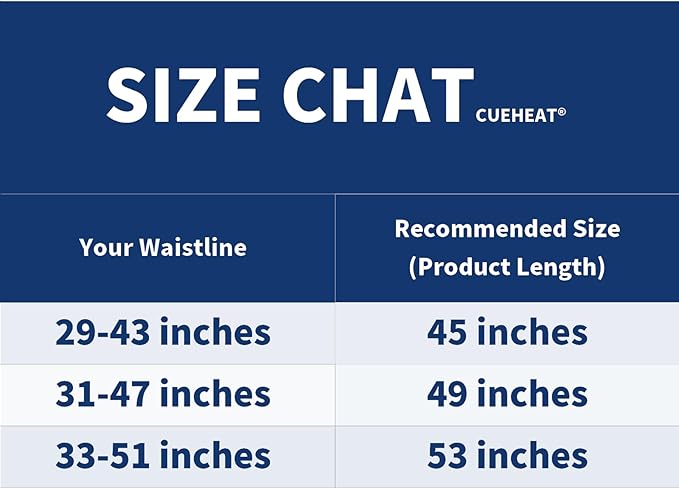 CUEHEAT Heated Waist Belt - Cordless Heating Pad for Low Back, Electrical Heating and Massage, Rechargeable Battery Powered (Black, 49 inches)