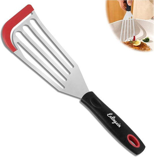 LX Fish Spatula Heat Resistant SiliconeTurner Spatula for Nonstick Cookware, Silicone Thin Flipper Slotted Spatulas - Ideal for Grilling, omelette making, Pancake