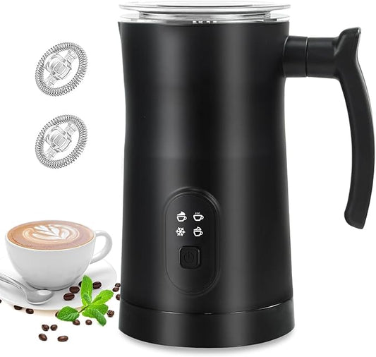 Milk Frother, 4 in 1 Electric Milk Frother and Steamer with Handle, Saicefe 11.8oz/350ml Automatic Warm and Cold Foam Maker for Coffee,Latte, Cappuccino, Hot Chocolate, 400W, Black