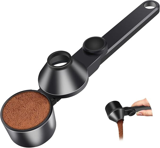 Coffee Scoop Fits Reusable K-Cups 2Tbsp, Food-Grade PCTG Funnel Scoop, Mess-Free & Precise Measuring for Coffee, Protein, Powder & Hot Cocoa (Black,1Pack)