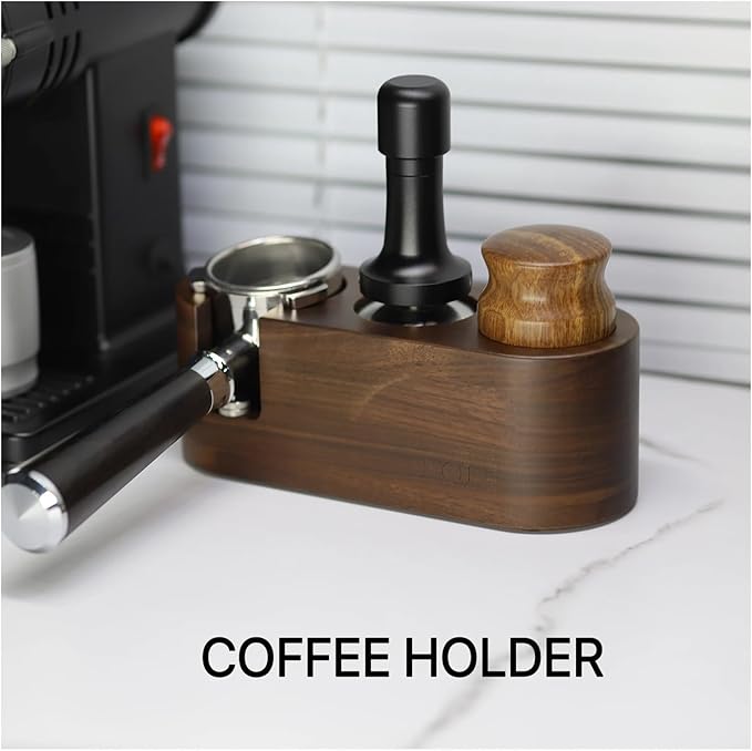 Walnut Wood Coffee Filter Holder, Espresso Tamper Mat Stand, Coffee Maker Support Base Rack, Barista Accessories(Dull)