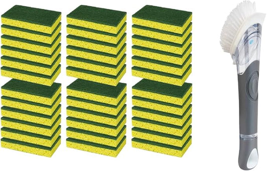 CELOX 36 Pack Dish Sponge for Kitchen, Dish Brush with Soap Dispenser for Cleaning Pots, Dishes, Bowls