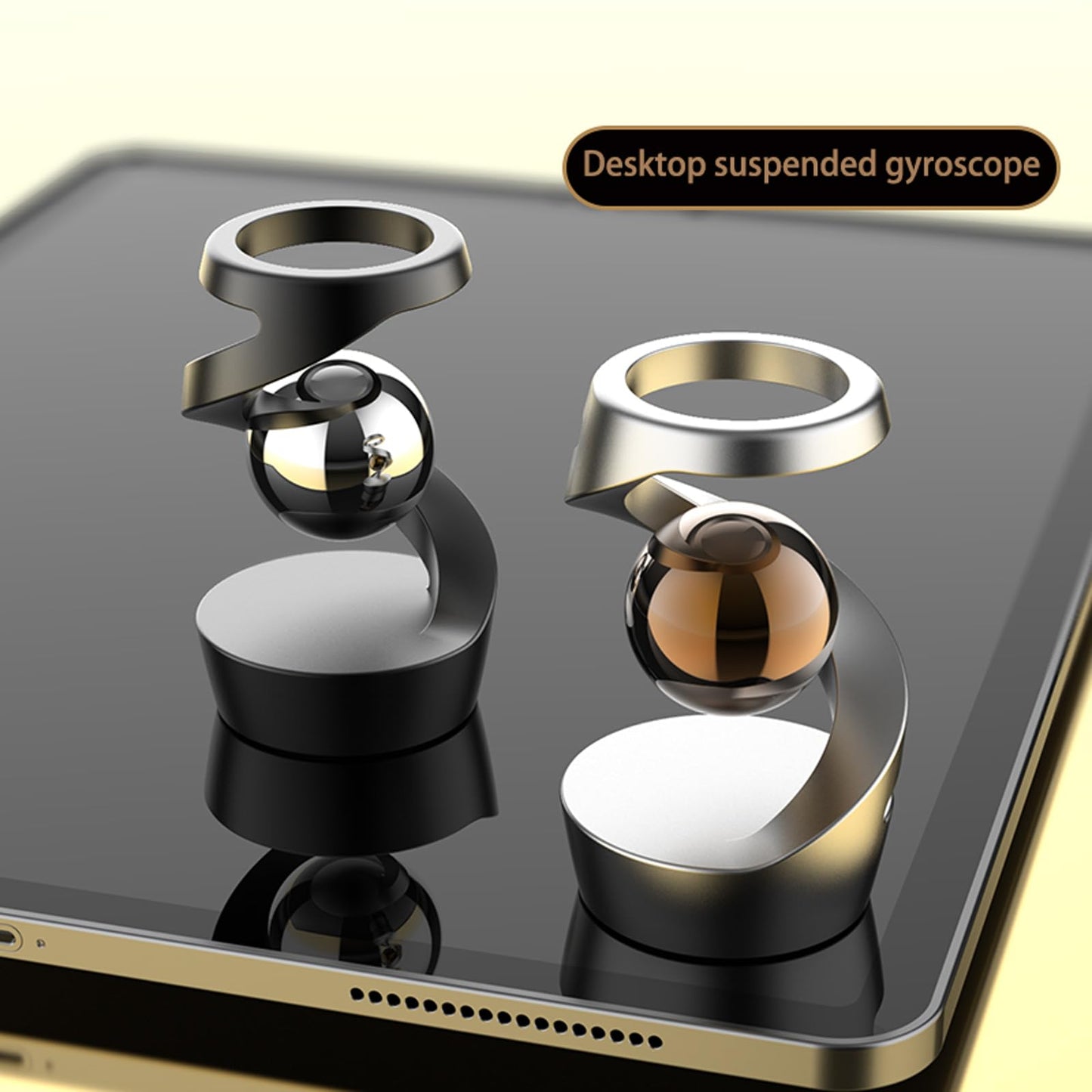 Fidget Toys Adult, Gravity Defying Kinetic Desk Toy, Metal ADHD Silent Fidget Toy Spinner, Balance Desk Toys for Office for Adults, Party Favors, Birthday (Gray-Rose Gold Ball)