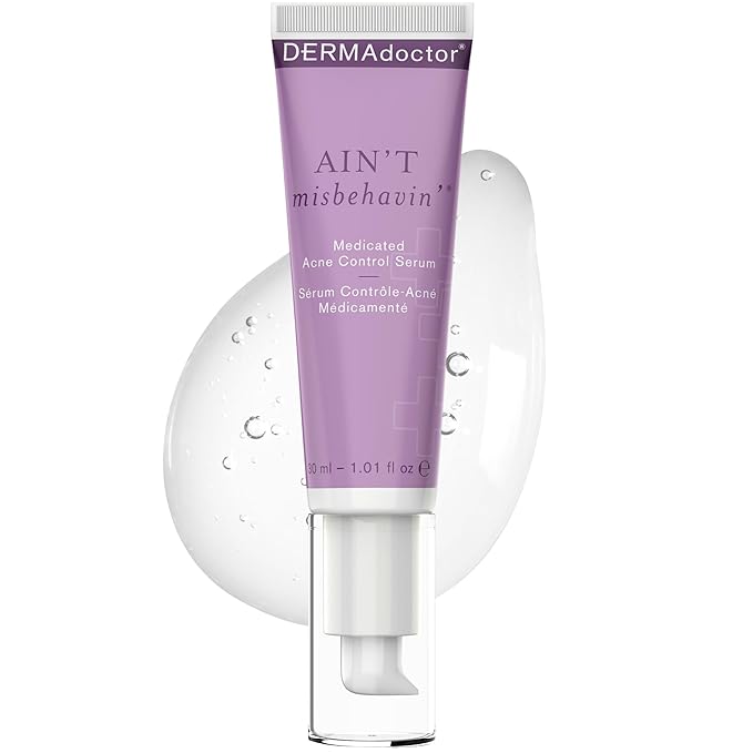 DERMAdoctor Ain't Misbehavin' Dermatologist Formulated Salicylic Acid Acne Control Serum, Acne Spot Treatment for Blemish Control and Cystic Acne breakouts with Tea Tree - 1 oz