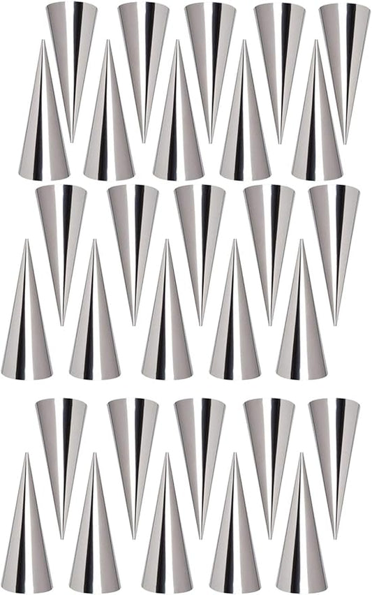Non-stick Cream Horn Molds Stainless Steel, FantasyDay 5 inch Large Size Cannoli Tubes Kit Pack of 30 Baking Cones Pastry Roll Horn Croissant Mold - Christmas Anniversary Free Standing Cone Shape