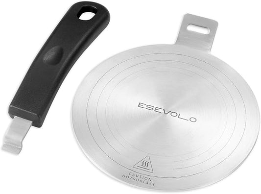Induction Adapter Plate Detachable, 5.5 Inch Stainless Steel Heat Diffuser Plate for Moka Pot 12 Cup, Heat Diffuser Cooking Induction Adapter for Gas Stove and Glass