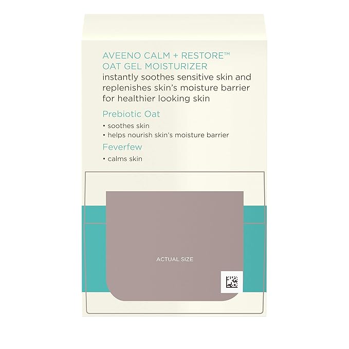 Aveeno Calm + Restore Oat Gel Facial Moisturizer for Sensitive Skin, Lightweight Gel Cream Face Moisturizer with Prebiotic Oat & Feverfew, Hypoallergenic, Fragrance- & Paraben-Free, 1.7 oz (Pack of 5)