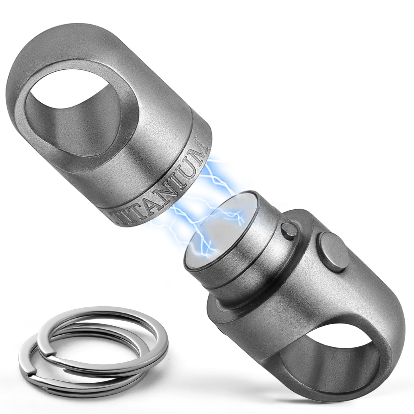 FEGVE Titanium Magnetic Key Holder, Quick Release Keychain, Detachable Magnetic Keychain, Safely Lock System, 360 ° Rotatable