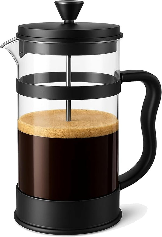 Utopia Kitchen Borosilicate Glass French Press Coffee Maker 34 Oz, Heat-Resistant Cafetiere & Tea Maker, Thickened Glass Coffee Press for Travel and Camping, Black