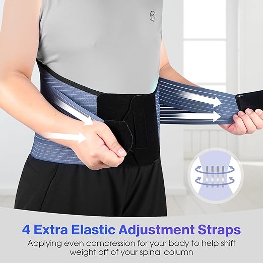 NEENCA Back Support Brace, Adjustable Lumbar Support for Pain Relief of Back/Lumbar/Waist, Waist Wrap with Spring Stabilizers for Injury, Herniated Disc,Sciatica, Scoliosis and more - FSA/HSA APPROVED