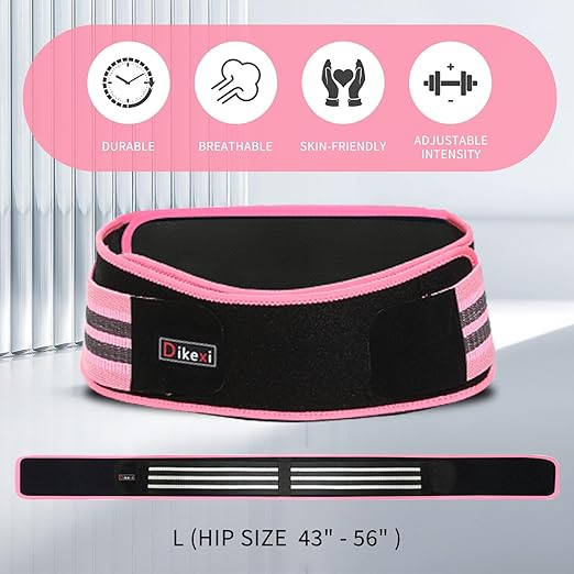 Sacroiliac SI Joint Hip Belt for Women Men-Alleviate Sciatica|Pelvic|Back|Lower Back Support, Pelvic Support Belt, Adjustable Sciatica Lumbar Pain Relief, Trochanter Belt(Pink,L,Hip Size 43‘’-56‘’)