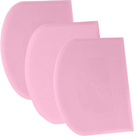 SURDOCA Dough Scraper Bench Scraper - 3P 10.6x6.7" Plastic Flexible Bowl Scraper, Sharp Edge & Angles Cake Scraper. Non-Slip Bakeware Decorating Tools Sculpting & Modeling Tools - Pure Pink